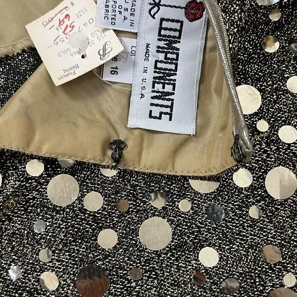NOS Gold Sparkly Top Vtg Size 16 USA Glam Party Semi Sheer Caron Disco Rave New - Picture 12 of 17